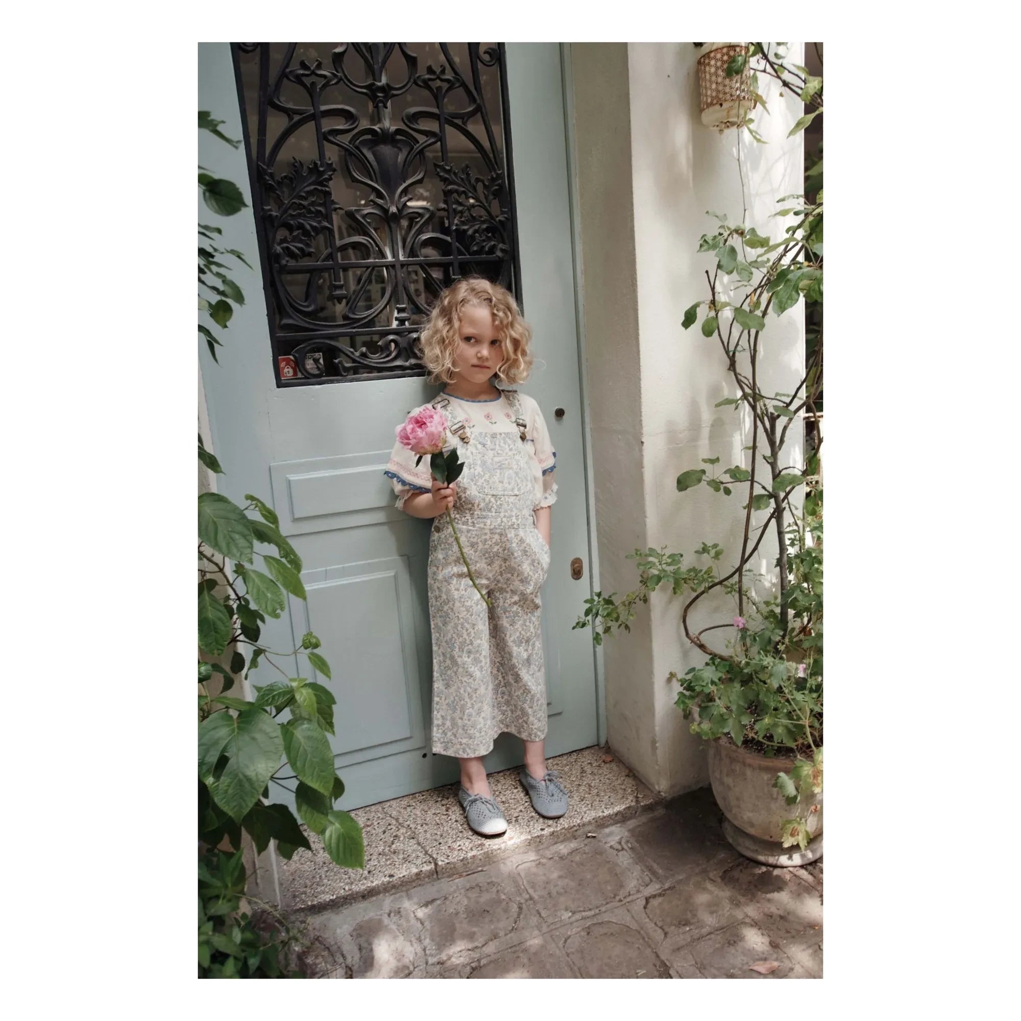 Emile et Ida - Floral Pattern Overalls | Cream