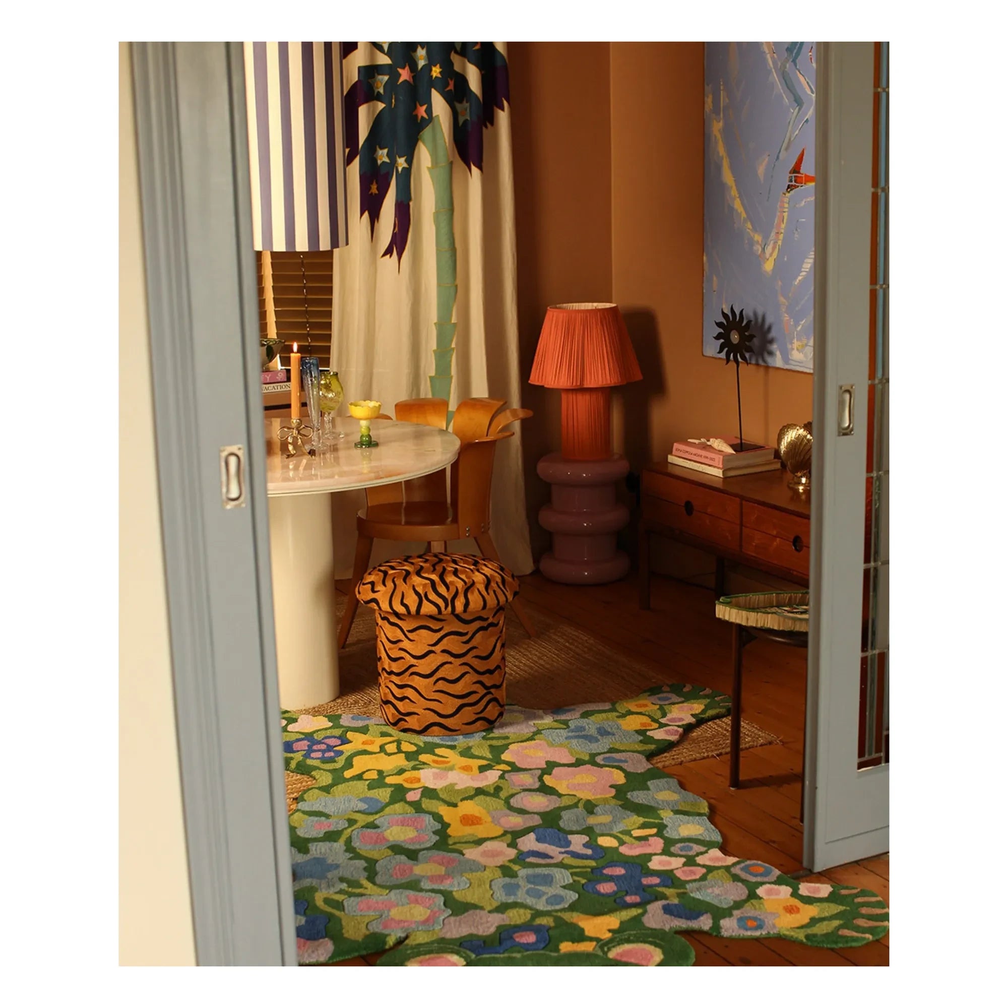 Doing Goods - Maya Kaplan embroidered pouf | Camel