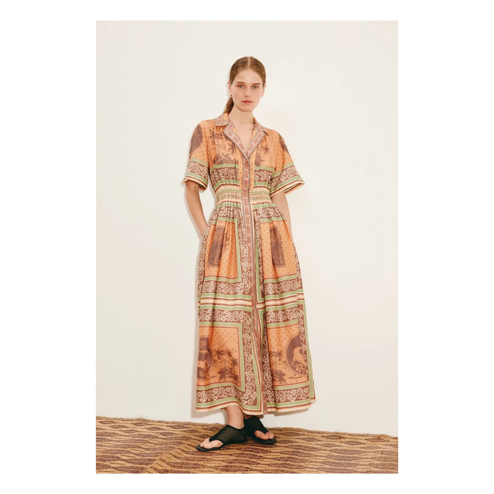 Alémais - Alberta Silk and Cotton Dress | Orange