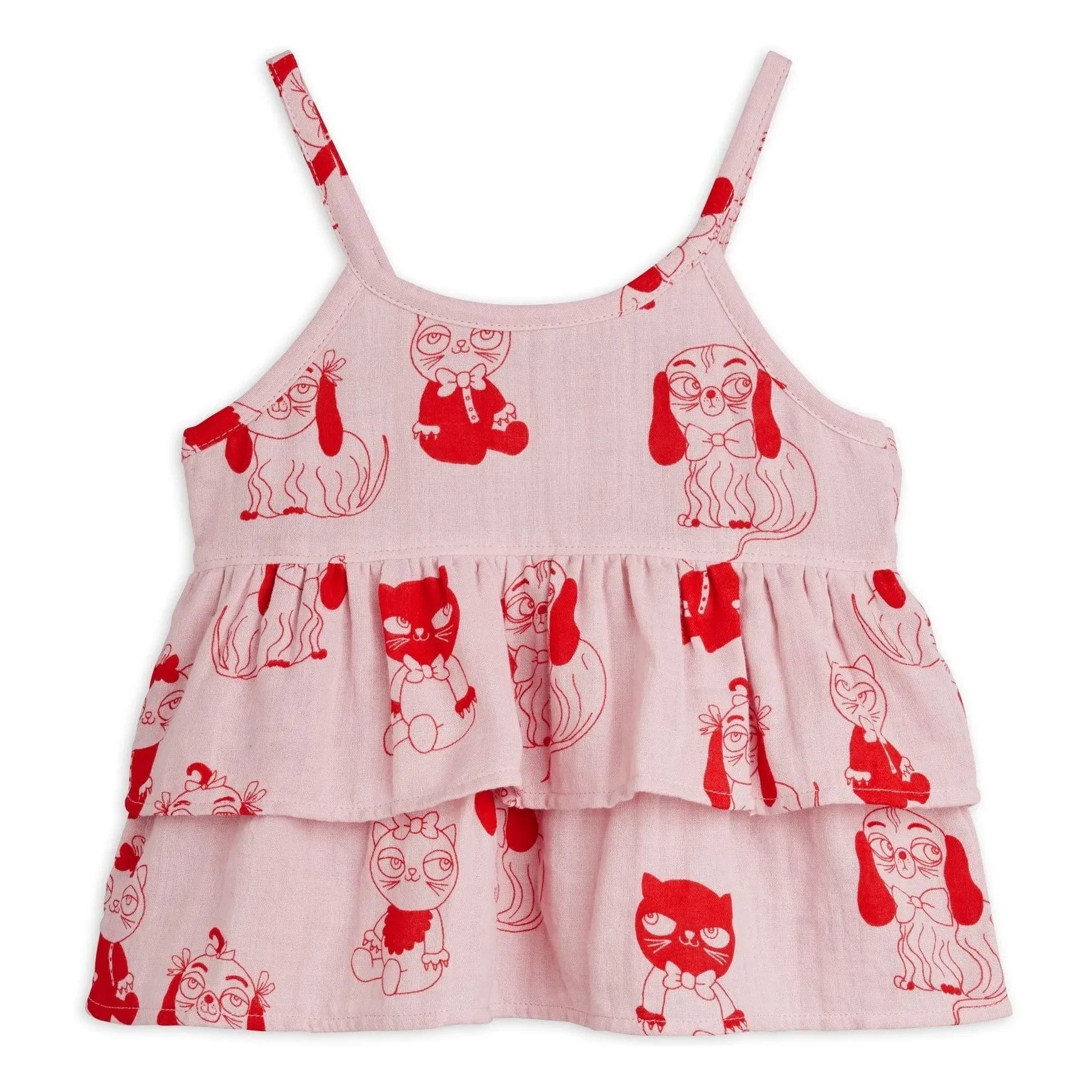 Mini Rodini - Organic Cotton Animal Print Ruffled Top | Pink