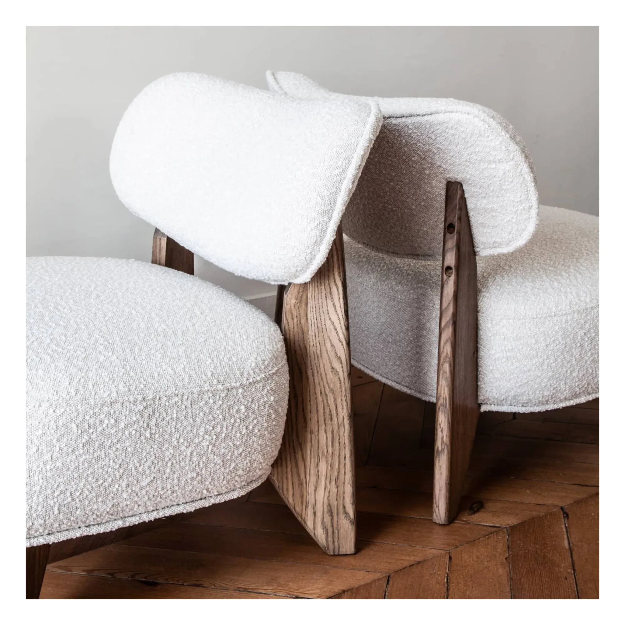 Panac Edition - Nicolo Bouclé and Ash Oak Armchair - 65 cm | Off-White
