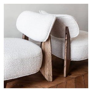 Panac Edition - Nicolo Bouclé and Ash Oak Armchair - 65 cm | Off-White