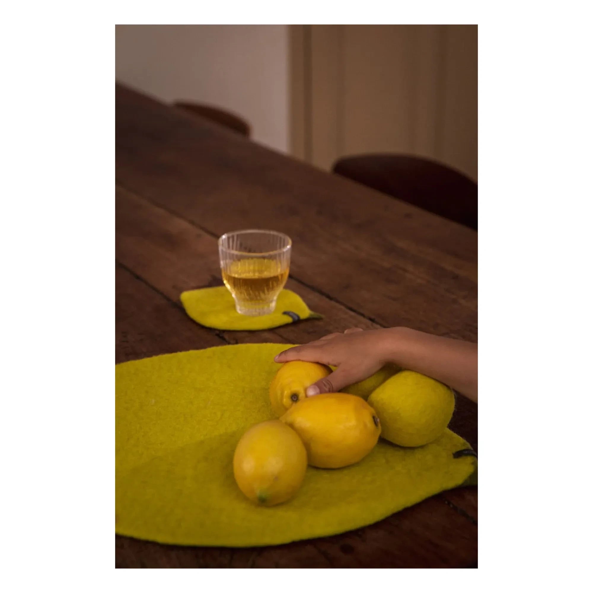 Mushroom - Lemon felt placemat | Yellow