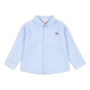 Konges Sløjd - Wes Lime Striped Organic Cotton Shirt | Blue