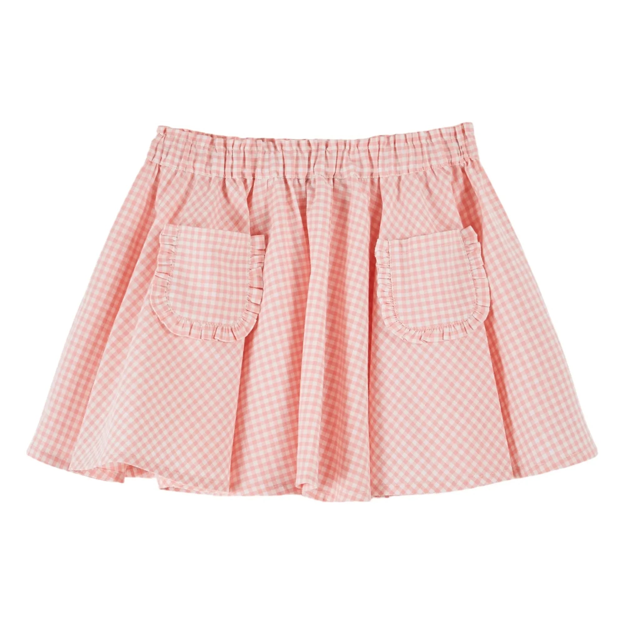 Emile et Ida - Organic Cotton Checkered Skirt | Pink