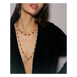 Tityaravy - Sriphala Zoisite and Garnet Necklace | Green