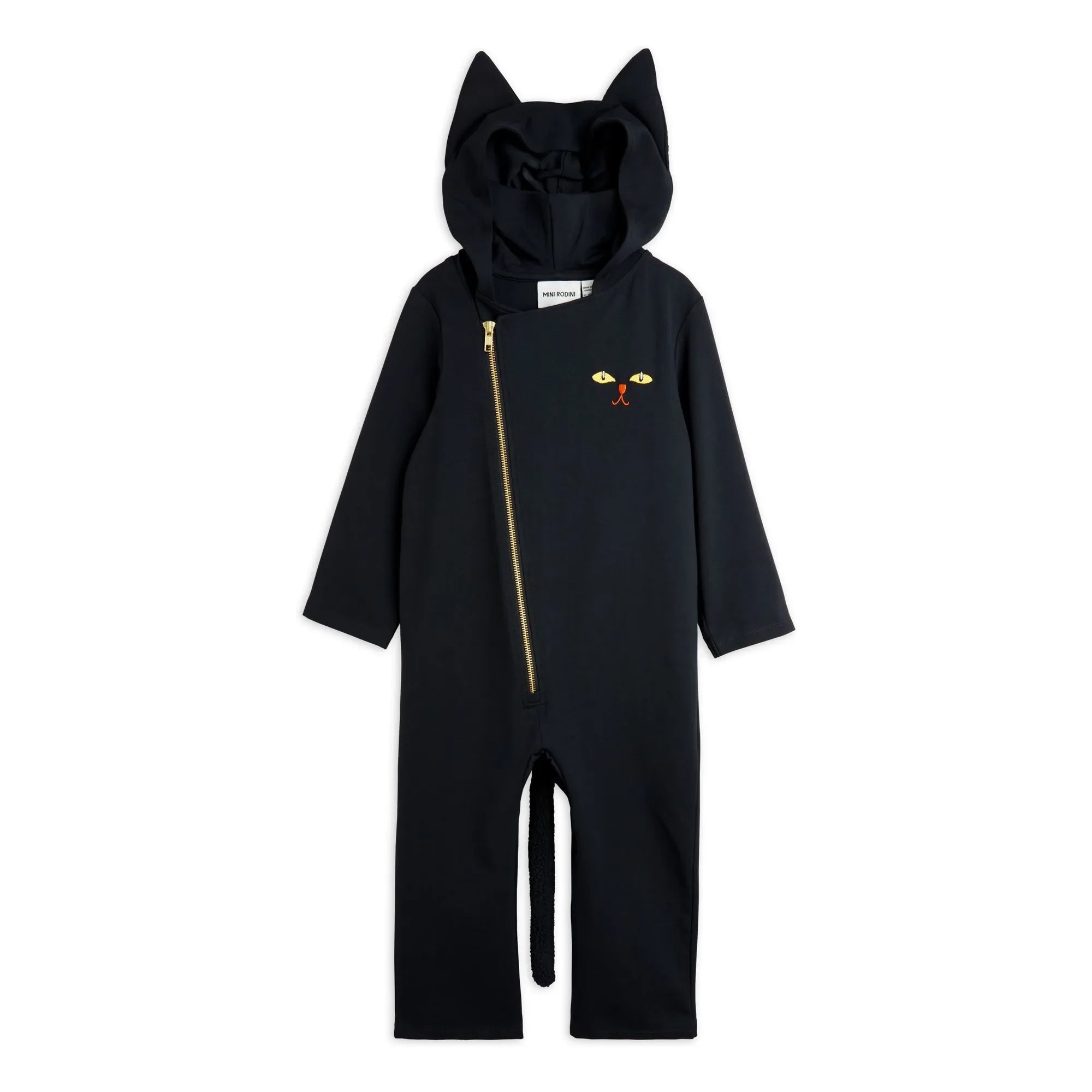 Mini Rodini - Organic Cotton Cat Onesie | Black