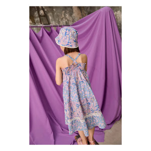 Louise Misha - Flowery Organic Cotton Marcelinette Strapless Dress | Purple