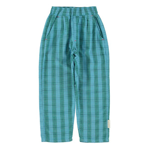 Piupiuchick - Organic Cotton Checkered Pants | Blue