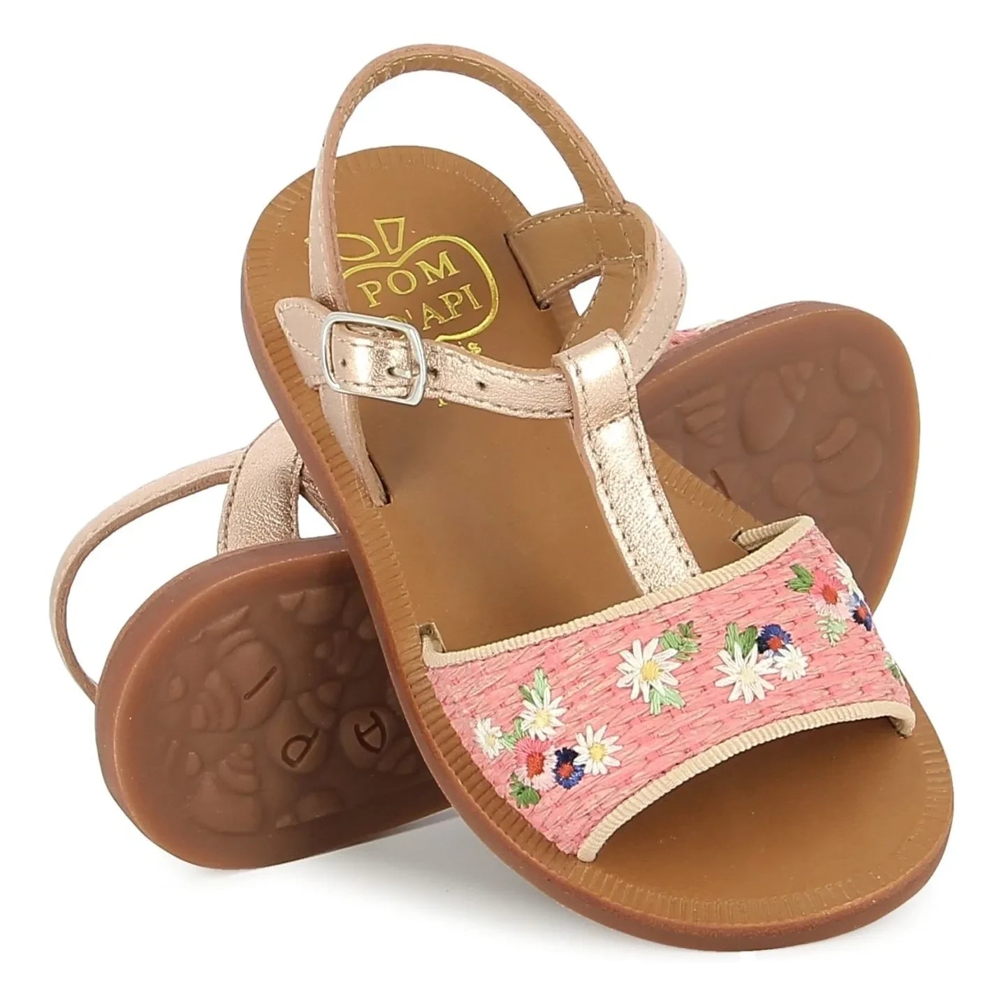 Pom d'Api - Sandals Plagette Raphia Brode | Pink