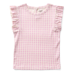 Soor Ploom - Pointelle Ruffled Vichy Organic Cotton T-Shirt | Pink