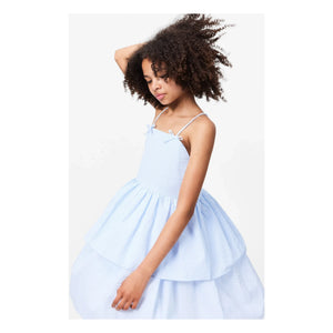 Molo - Striped Chelsea Ruffle Dress Organic cotton | Light blue