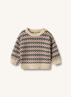 Wheat - Harlow Organic Cotton Baby Jacquard Sweater | Beige