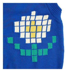 Bobo Choses - Pixel Flower Organic Cotton Cardigan | Blue