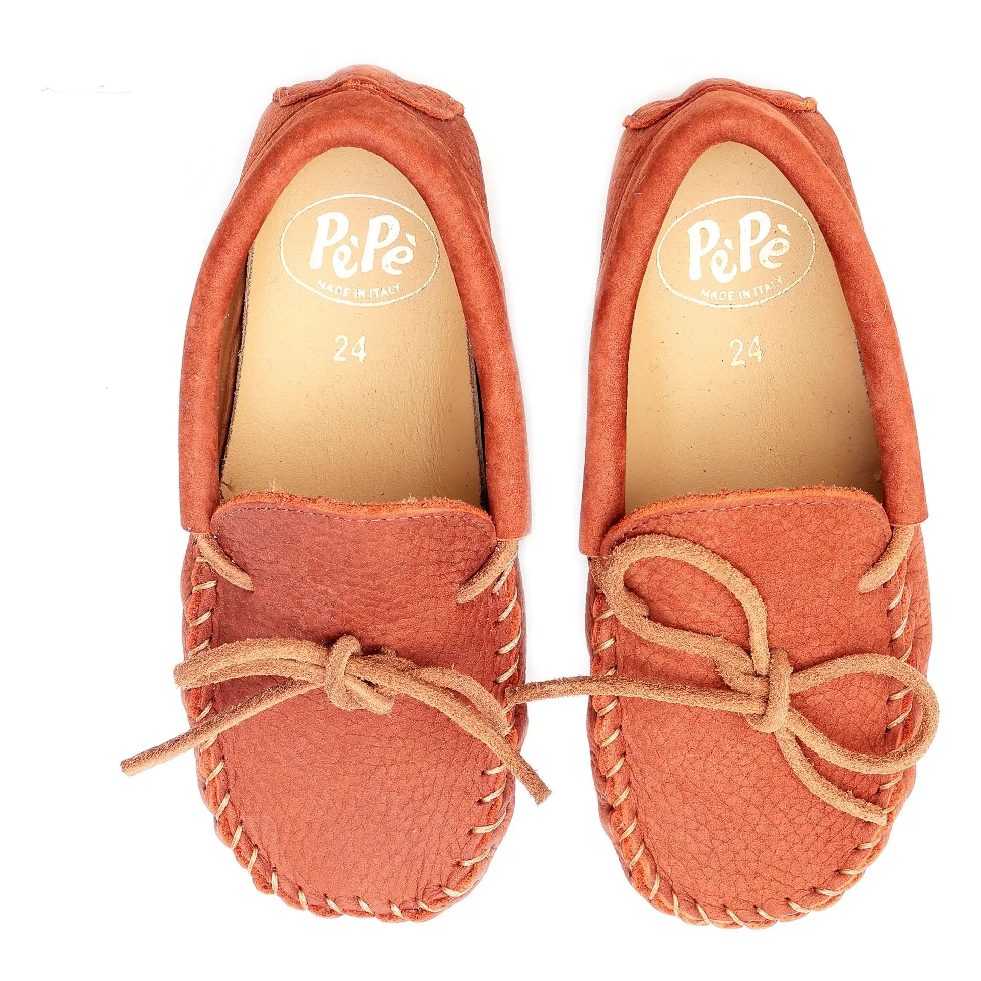 Pèpè - Two-Material Nubuck Loafer Shoes | Terracotta Red