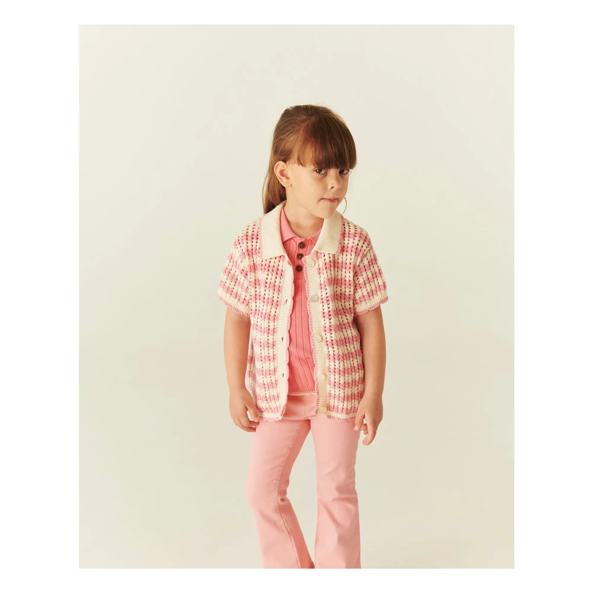 Copenhagen Colors - Organic Cotton Crochet Short Sleeve Cardigan | Ecru