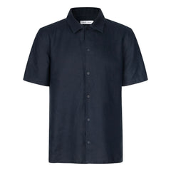 Samsoe Samsoe - Avan JX Cotton Short Sleeve Shirt | Dark Blue