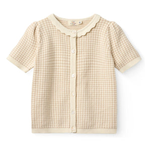 Copenhagen Colors - Organic Cotton Jacquard Short-Sleeve Cardigan | Beige Pink