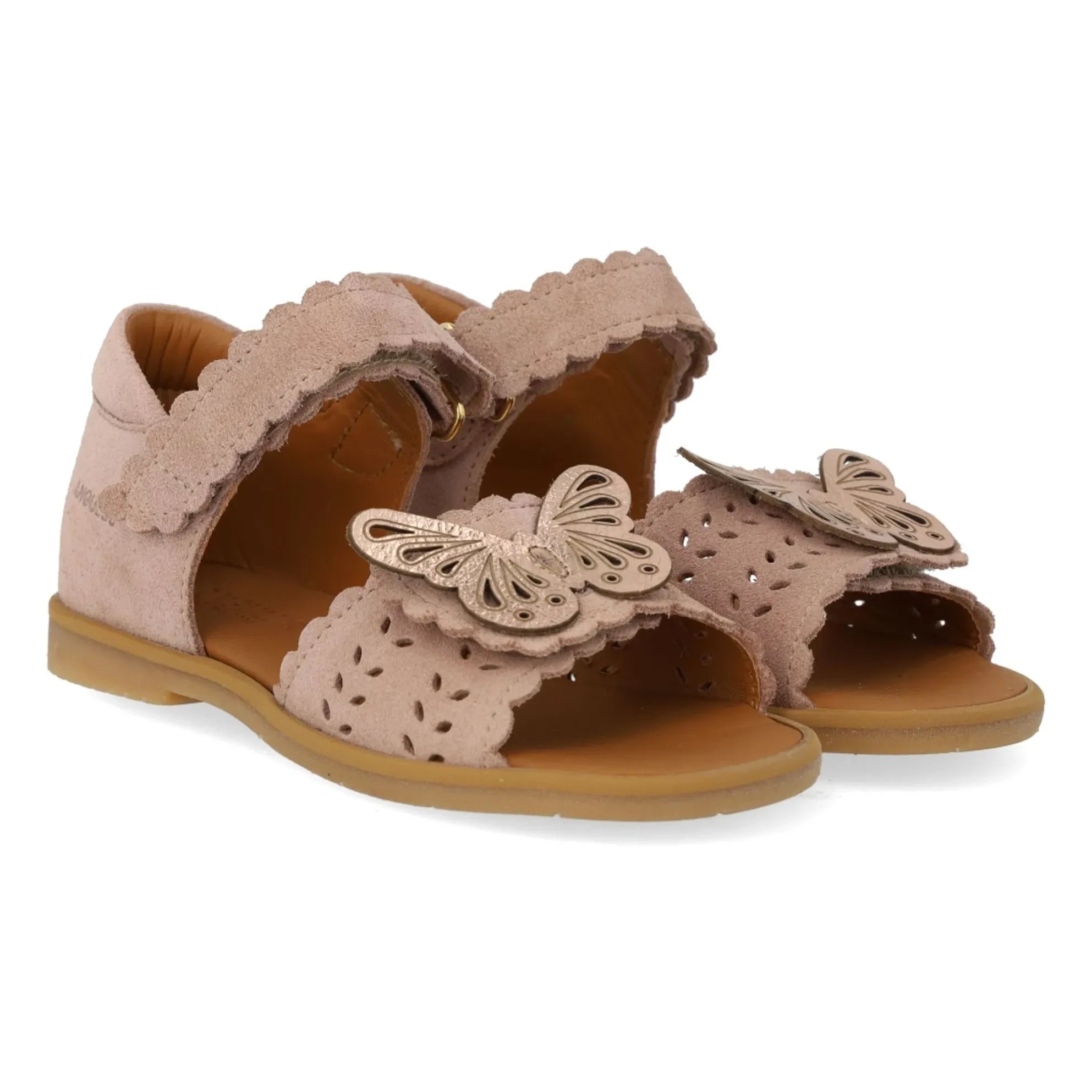 Angulus - Butterfly Suede Sandals | Powder Pink