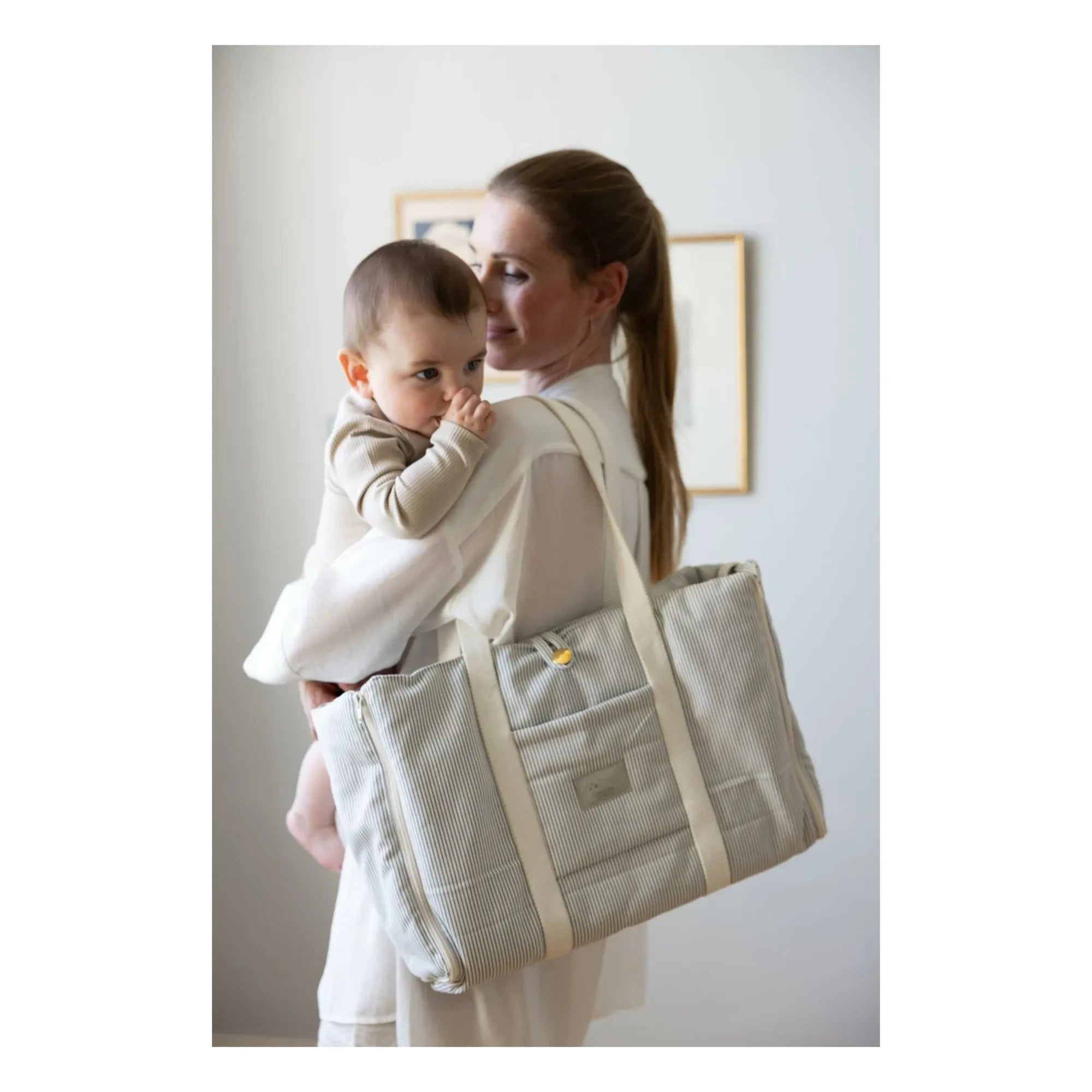 Cam Cam - Striped Multi-purpose Diaper Bag | Light Blue