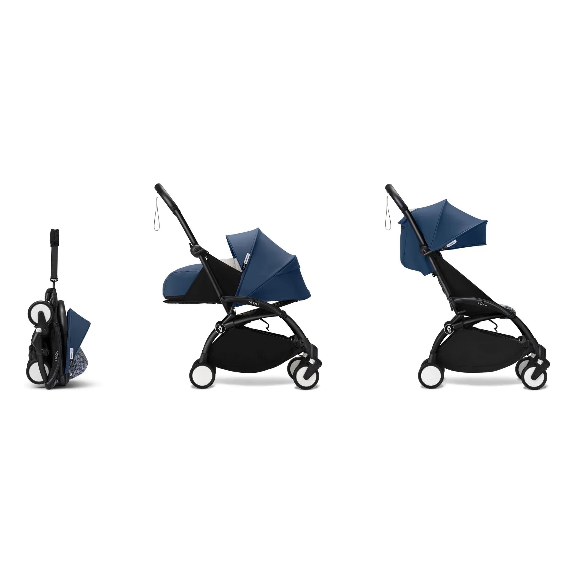 Stokke® - YOYO³ Full Baby Stroller 0+ and 6+ Black Frame | Air France Blue