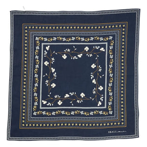 Skall Studio - Floral Pattern Square Scarf | Navy Blue