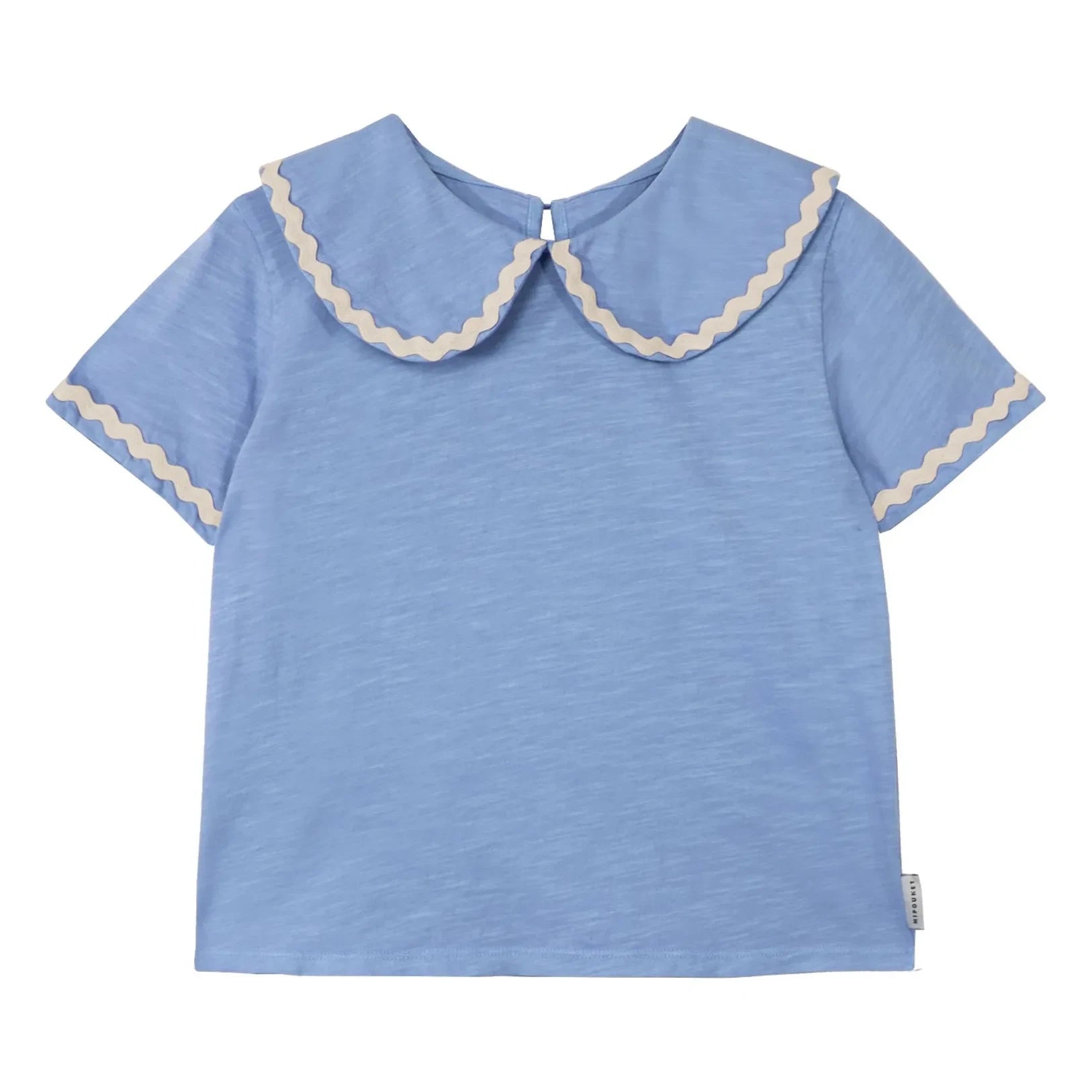 Mipounet - Claudine Collar Odetta Organic Cotton T-shirt | Blue