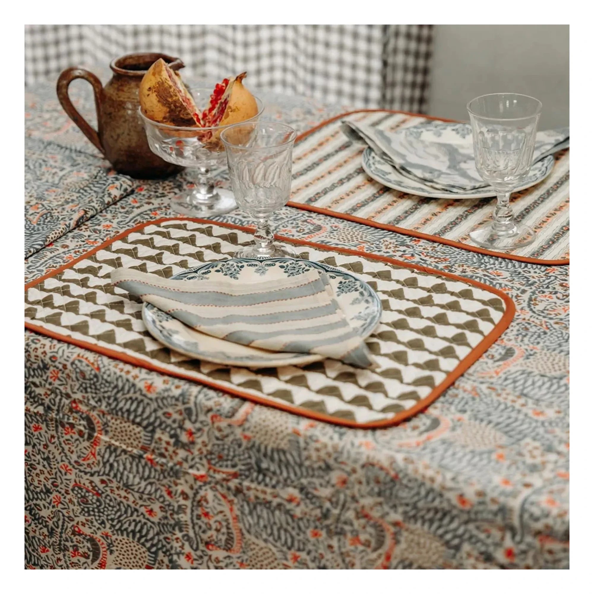 Le Monde Sauvage - London Napkin - 8-Piece Set | Blue