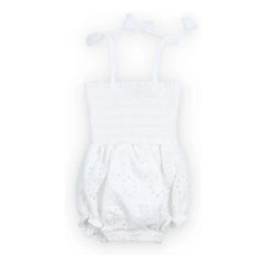 The New Society - Sakura Embroidered English Romper | White
