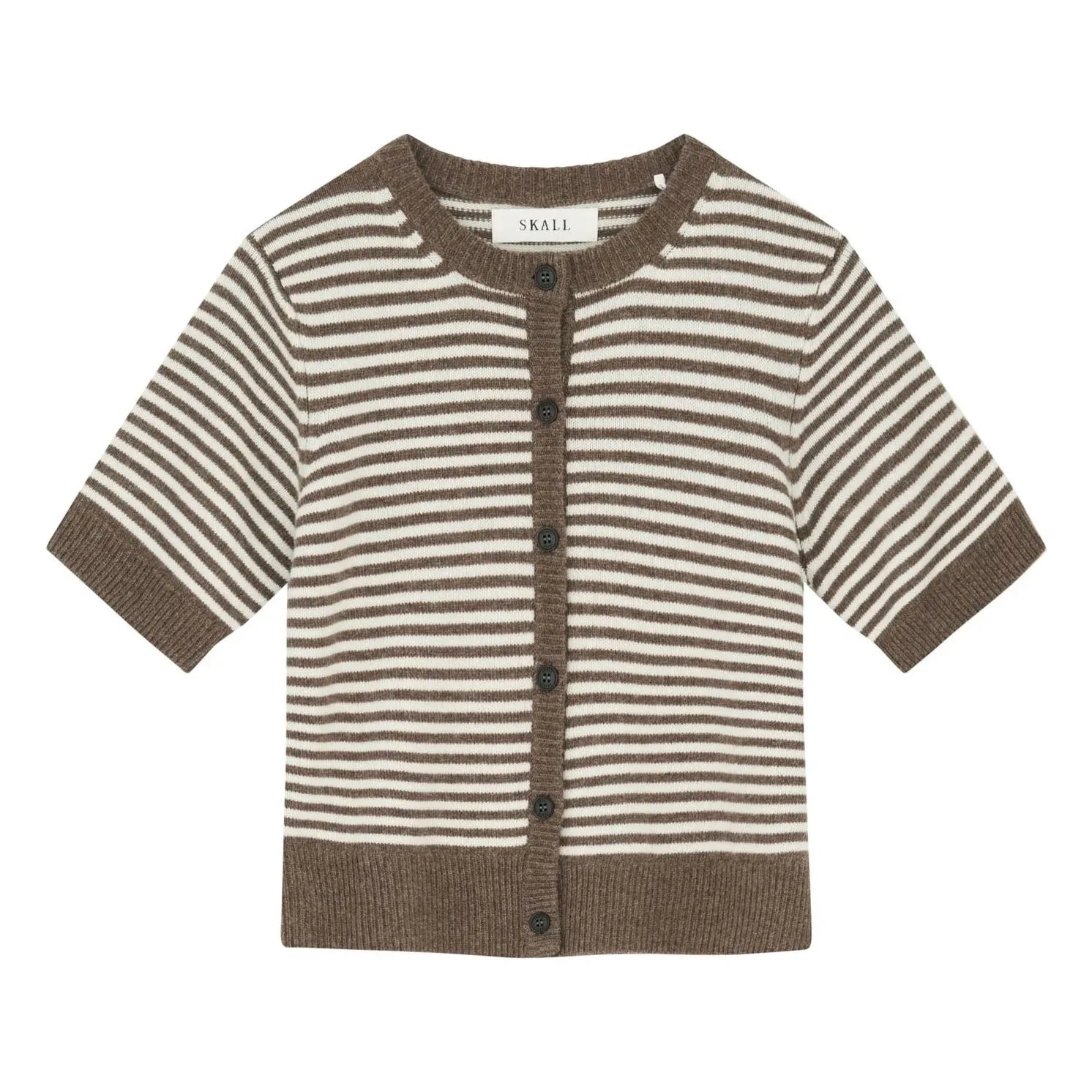 Skall Studio - Carmine Stripes Merino Yün Hırka | Kahverengi