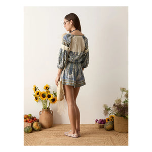 Boteh - Arcadia Cotton Gathered Blouse | Lapis Lazuli