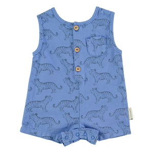 Piupiuchick - Tiger Organic Cotton Romper | Blue