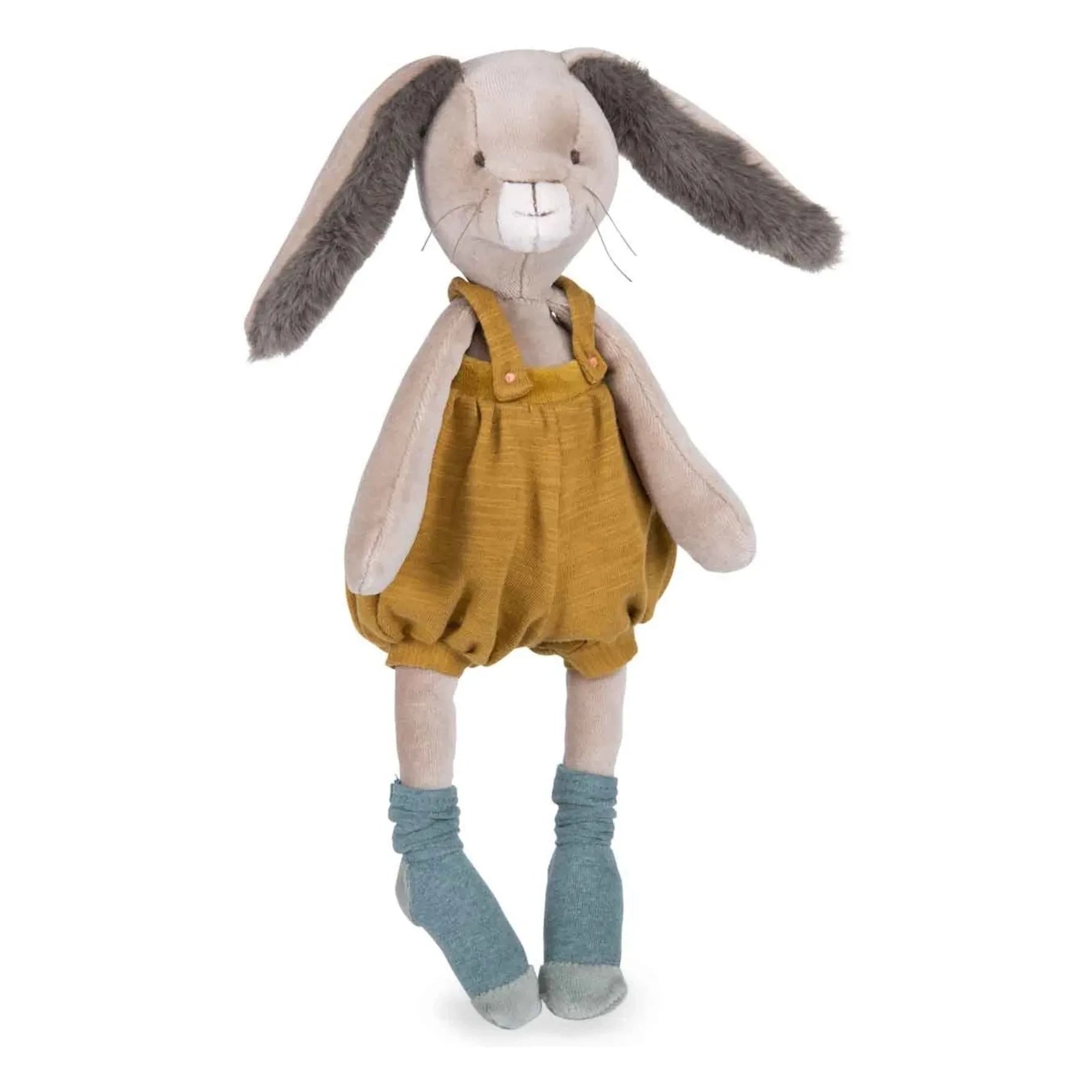 Moulin Roty - Mustard-colored Bunny Doudou - Three Little Rabbits