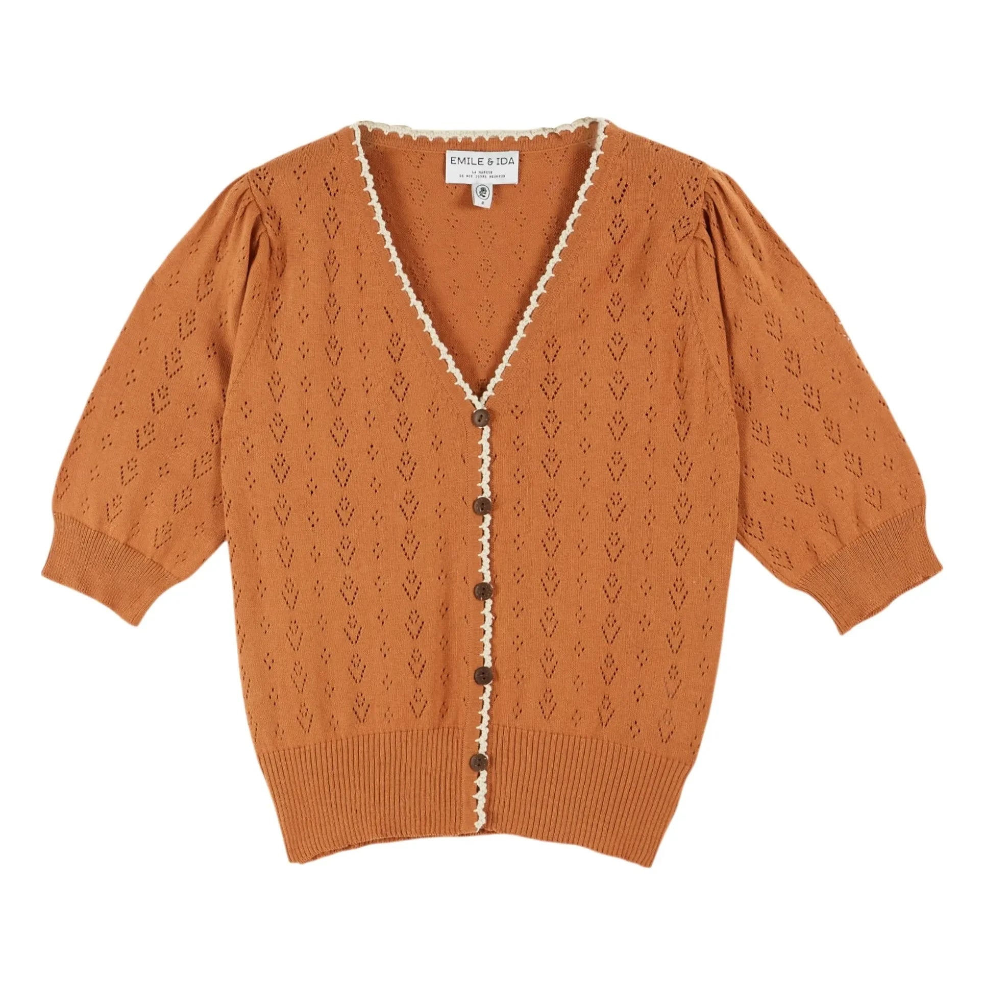 Emile et Ida - Organic Cotton Ribbed Cardigan | Cannelle