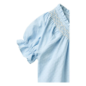Copenhagen Colors - Organic Cotton Guipure Blouse | Light Blue