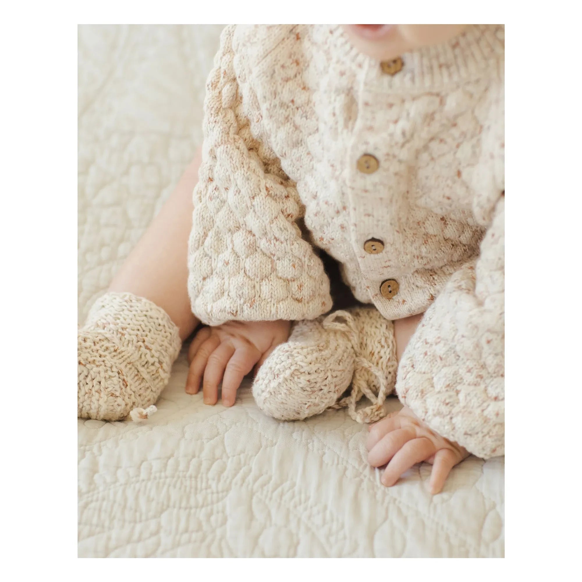 Quincy Mae - Organic Cotton Bubble Cardigan | Ecru