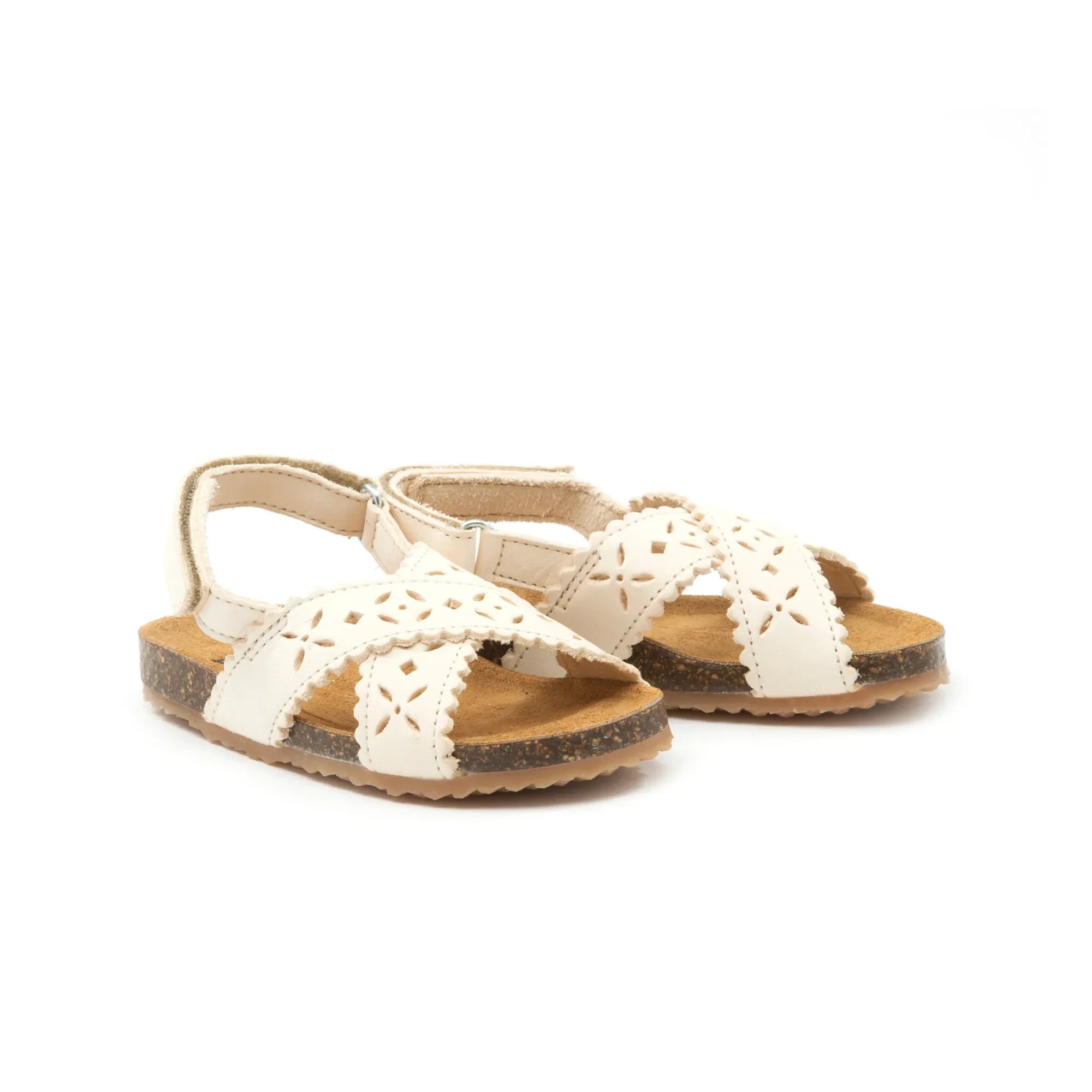 Pèpè - Two I and Me - Perforated Cross-Strap Sandals | White