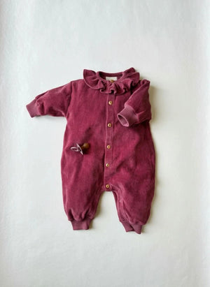 Studio Bohème - Iris Organic Cotton Velvet Jumpsuit | Raspberry Red