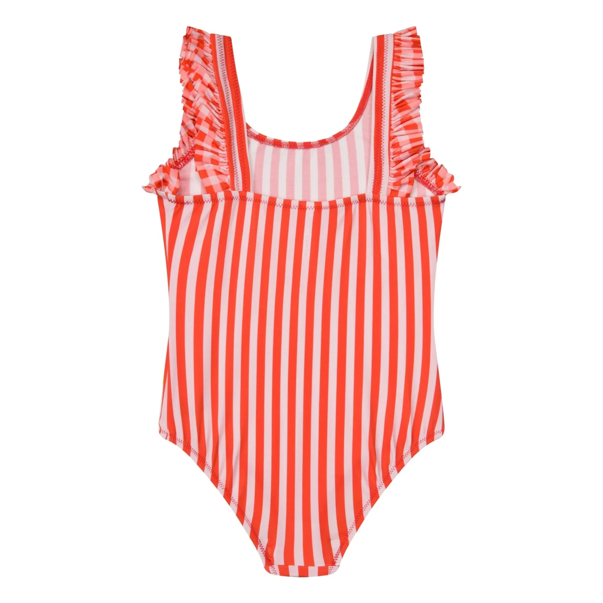 Jera Mini - Striped Ruffled Swimsuit | Red