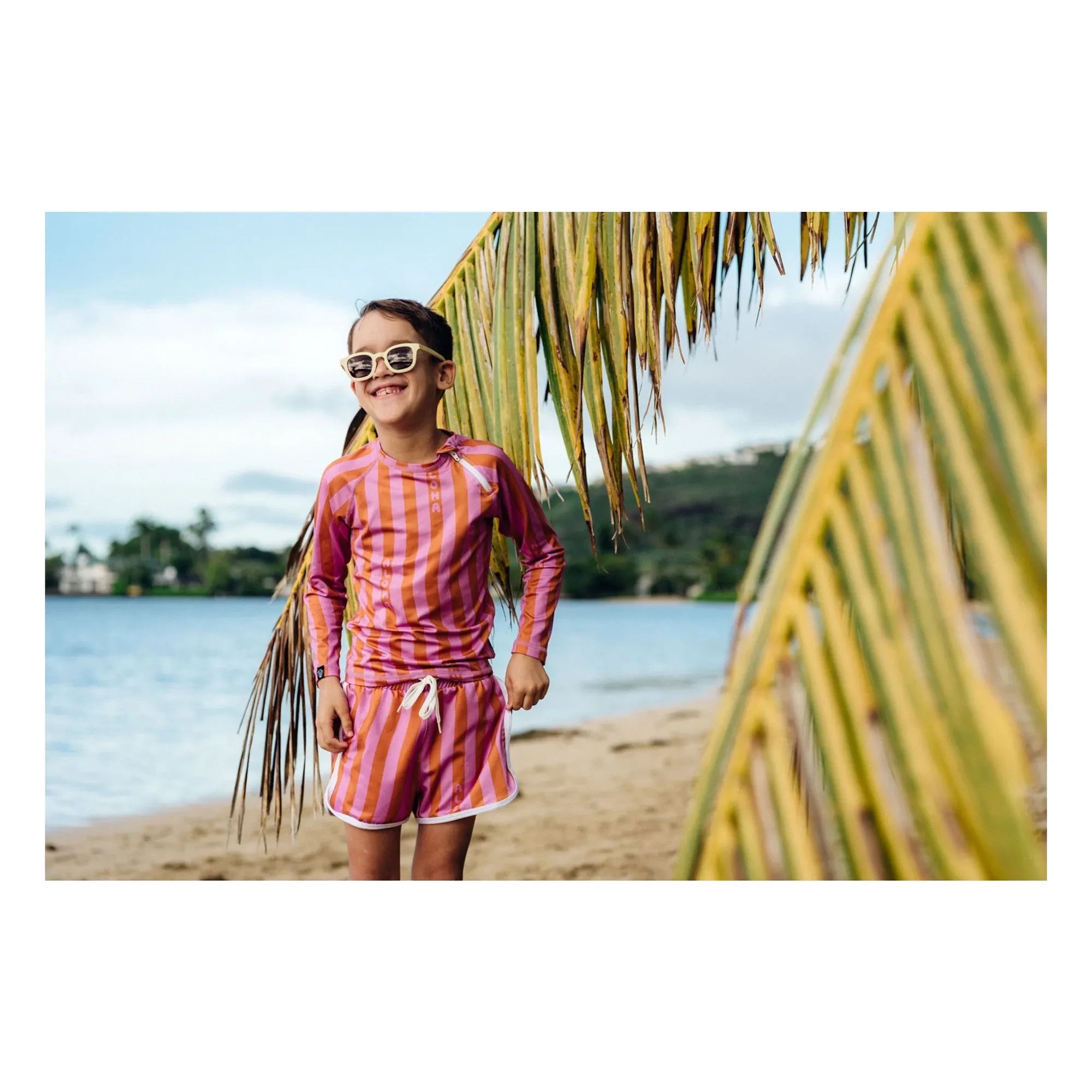 Beach & Bandits - Aloha Striped Trunk UV Protective Swimsuit Recycled Fibers | Pink