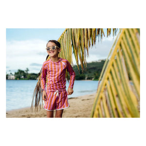 Beach & Bandits - Aloha Striped Trunk UV Protective Swimsuit Recycled Fibers | Pink