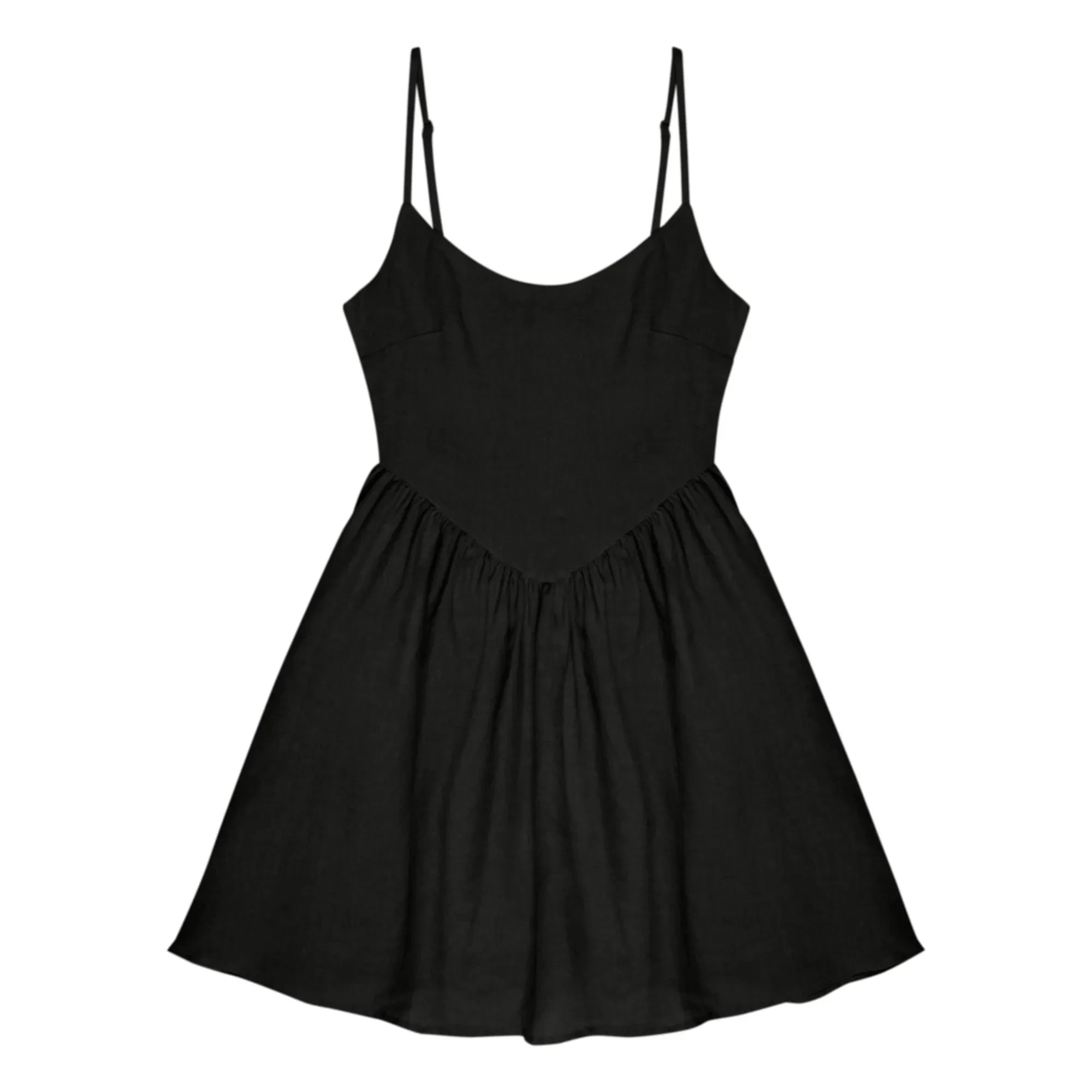 the new society - Hera Linen Dress - Women's Collection | Black