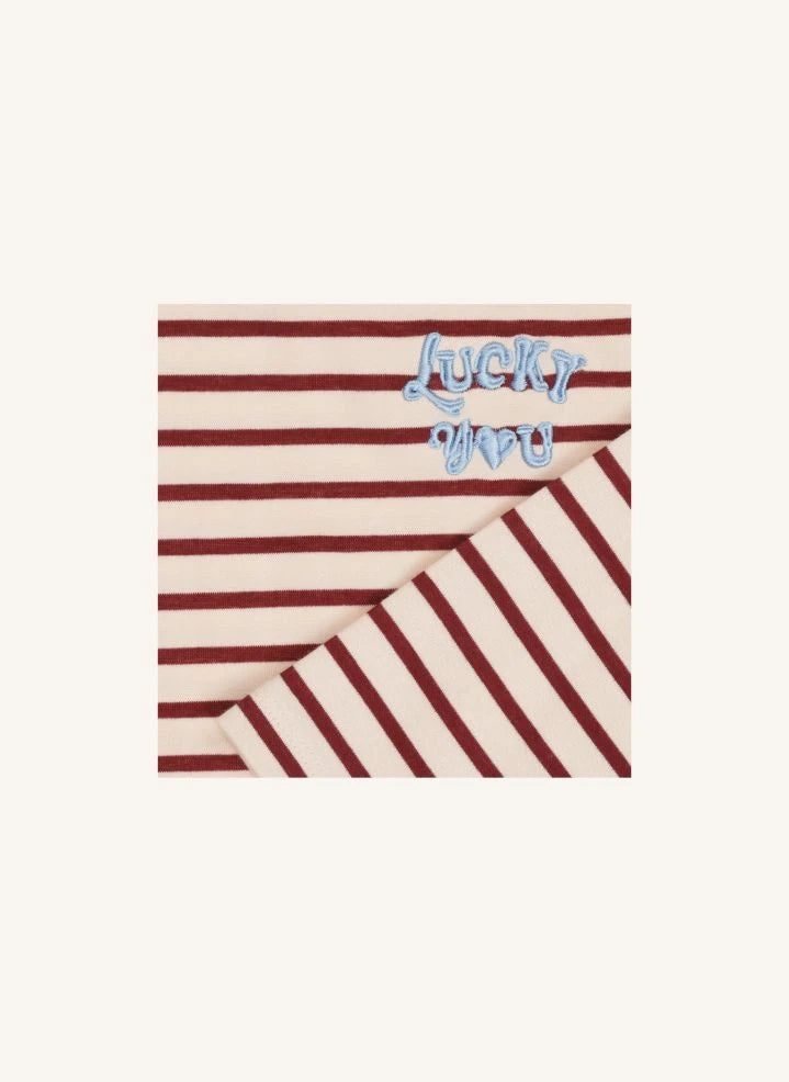 Tumble N'Dry - Celine Striped Organic Cotton T-Shirt | Burgundy