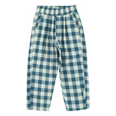 Piupiuchick - Organic Cotton Checkered Pants | Blue