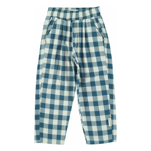 Piupiuchick - Organic Cotton Checkered Pants | Blue