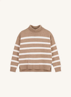 Petit Bateau - Striped Wool Turtleneck Sweater | Beige