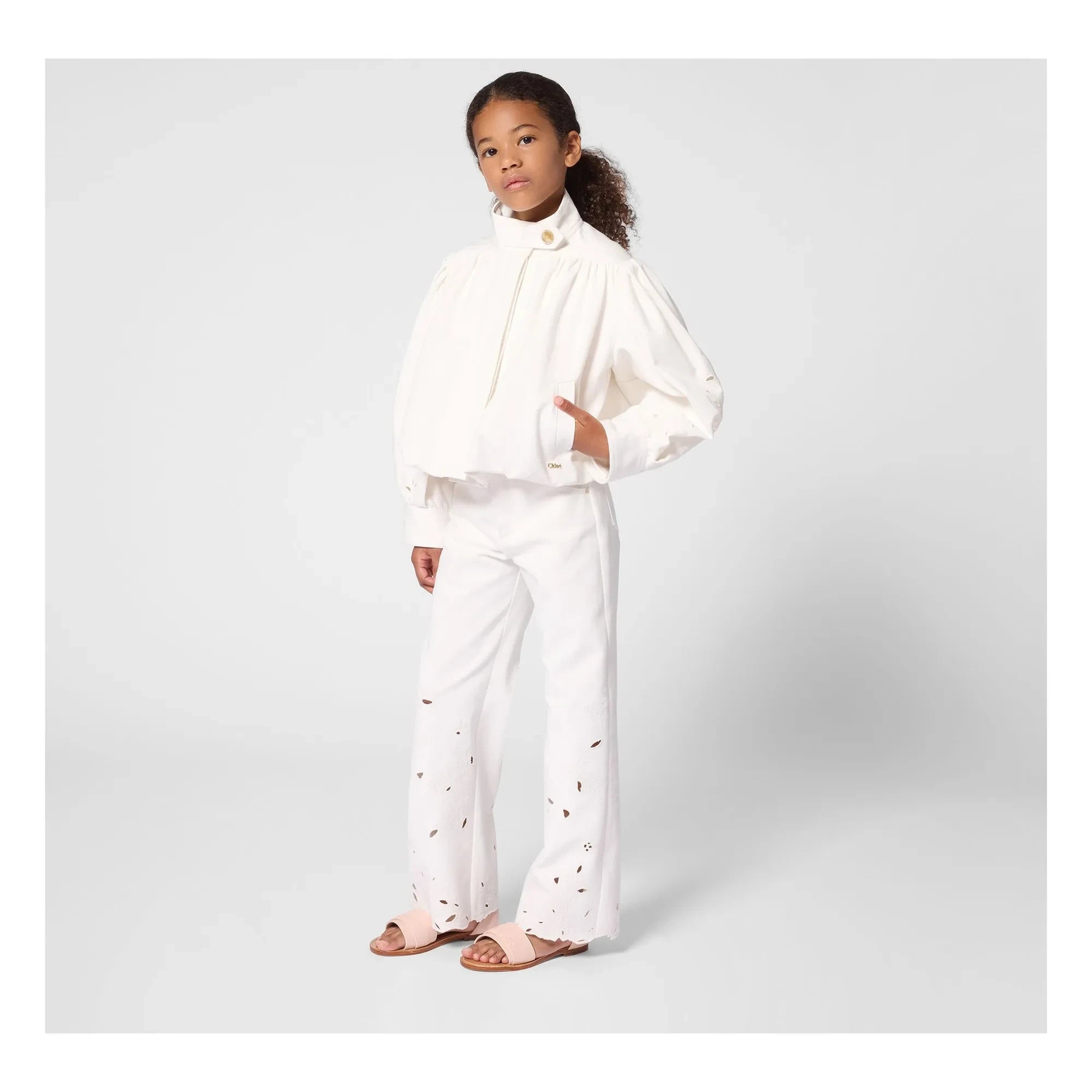 Chloé - Organic cotton embroidered trousers | White