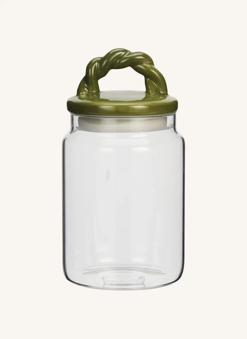 Madam Stoltz - Ceramic Lid Glass Jar | Green