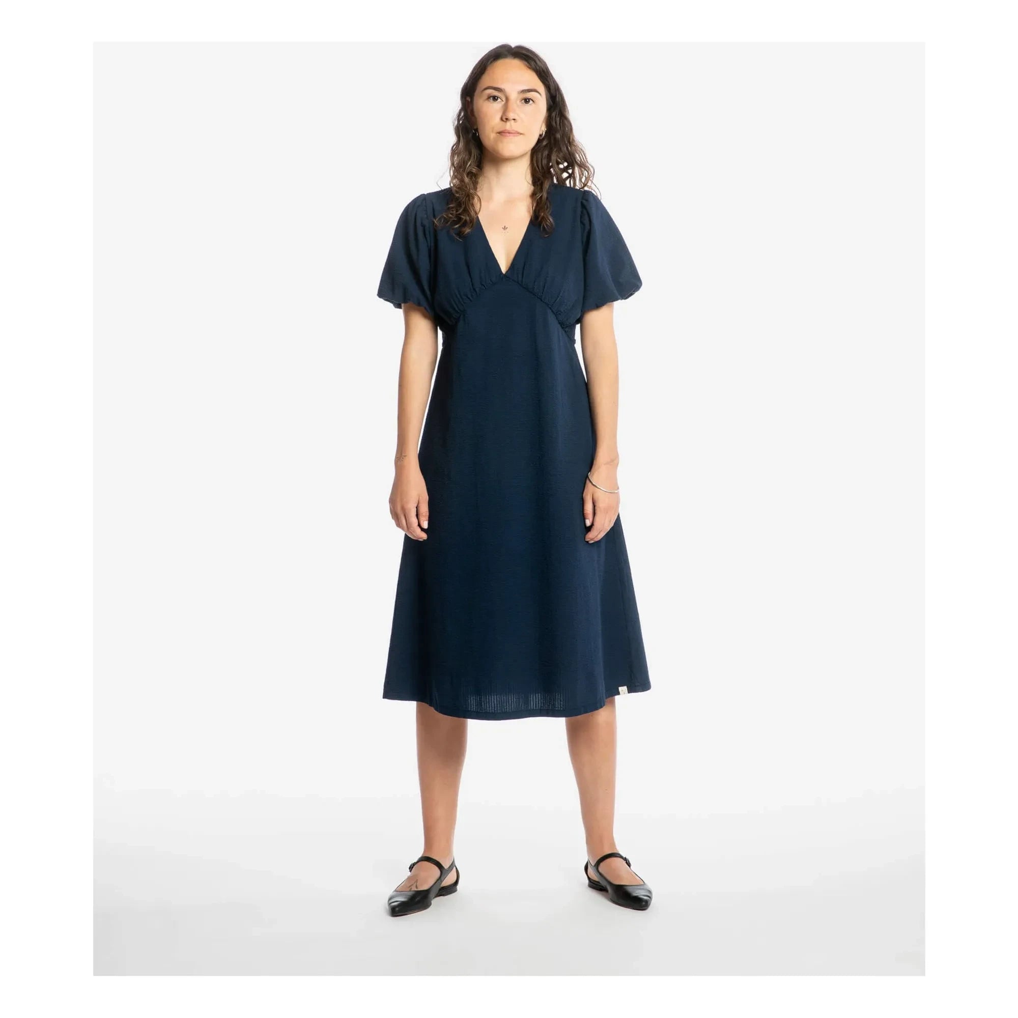 Matona - Mi-Long Organic Cotton Dress | Navy
