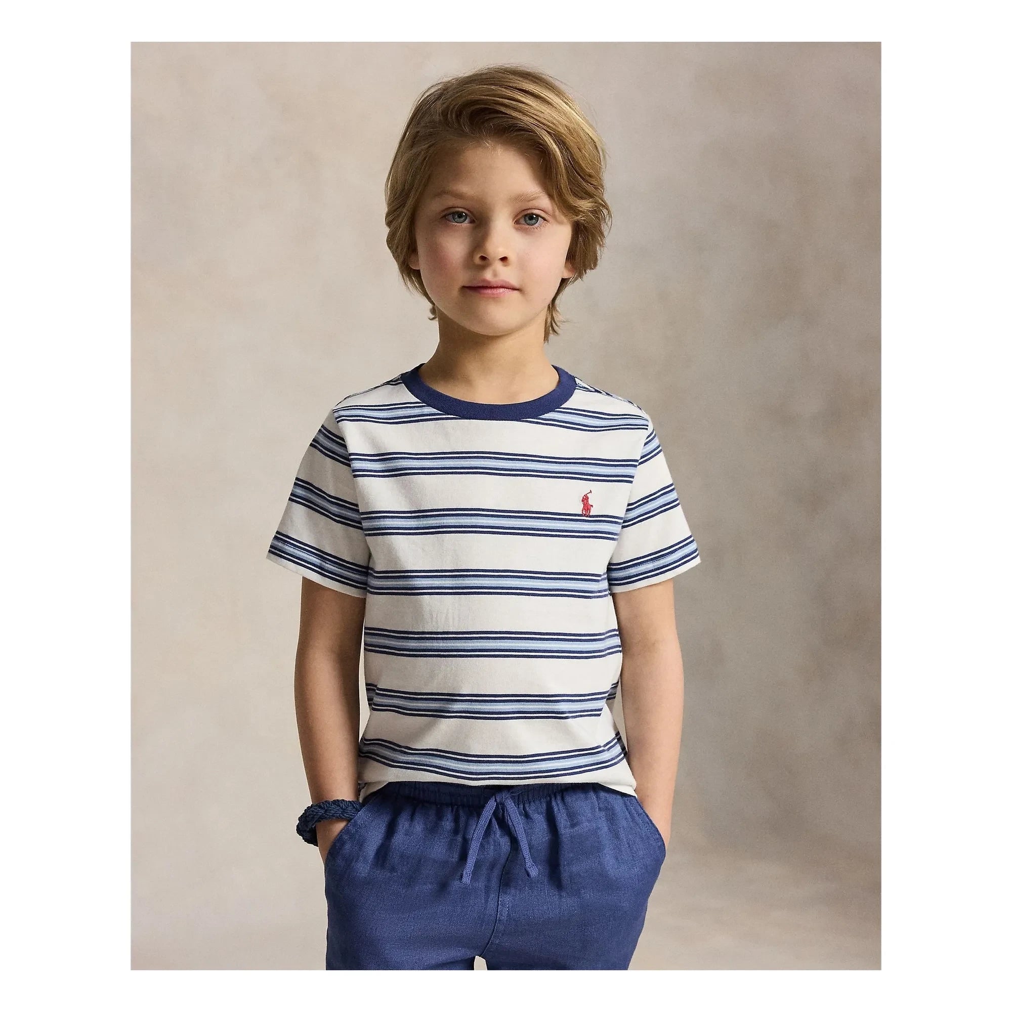 Ralph Lauren - Striped Logo T-Shirt | Blue